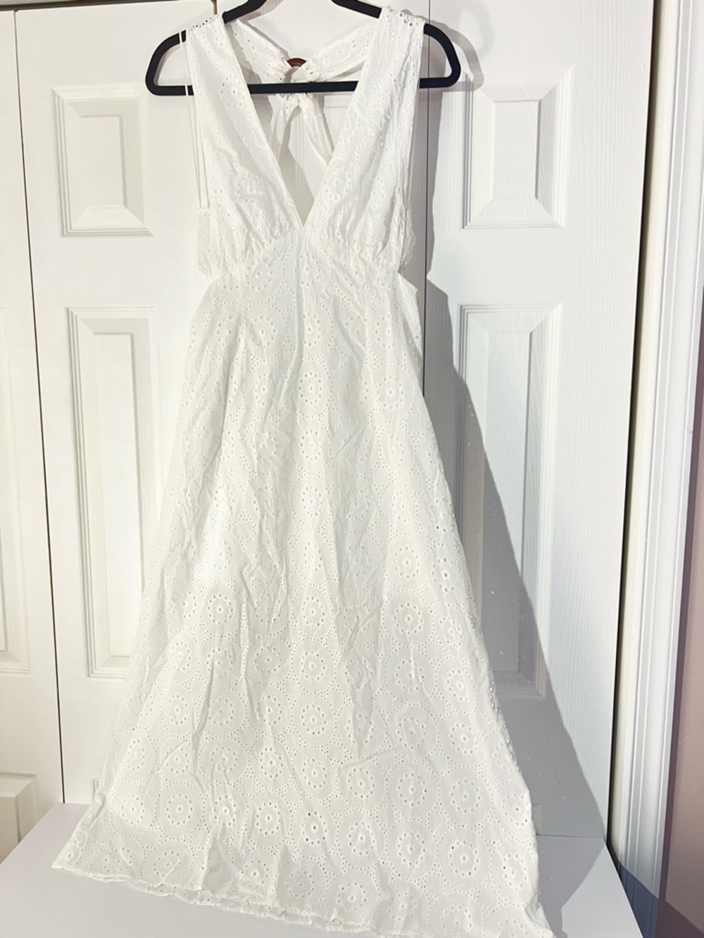 ZARA Cotton Eyelet Embroidered Halter Midi dress. L NWT - Picture 12 of 16